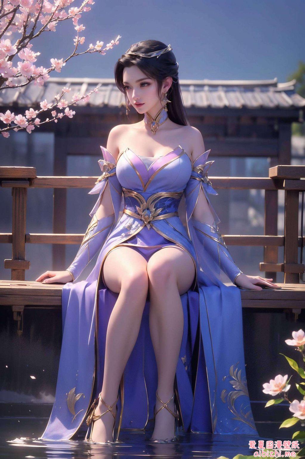 简洁的线条与鲜明的色彩描绘了这位国漫美女的优雅动作
