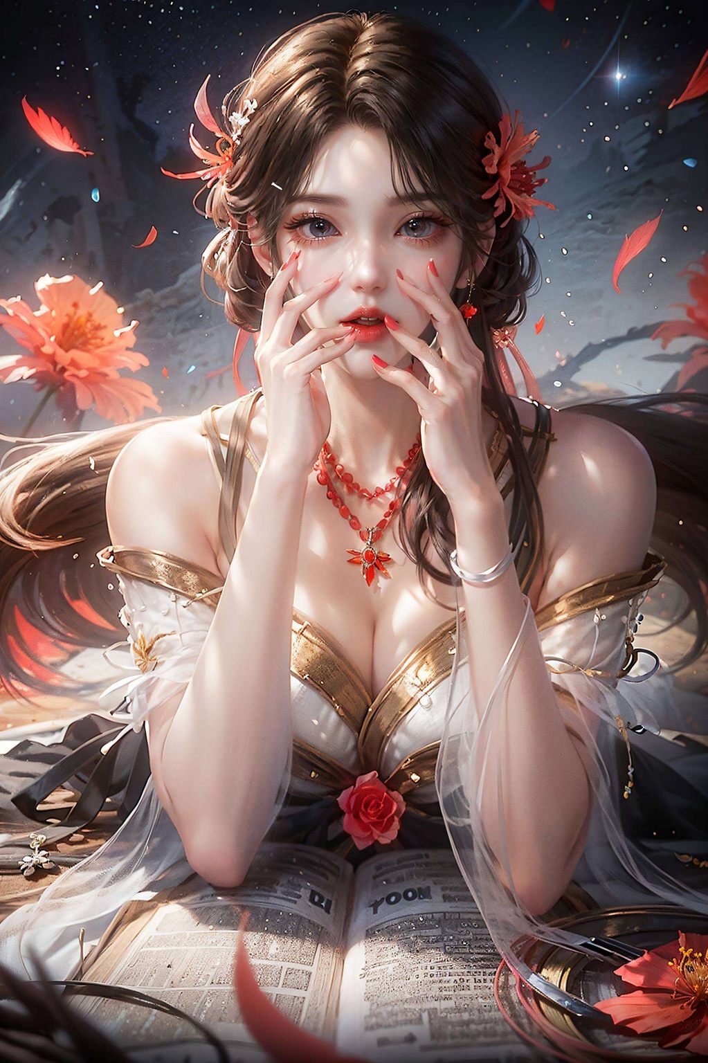 在这幅4K电脑壁纸中古风元素与现代AI绘画技术完美融合
