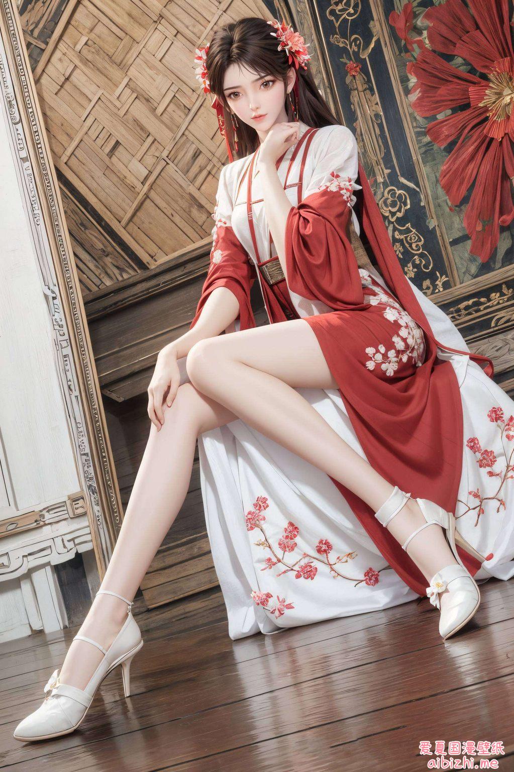 在这绚丽的国漫世界中描绘了一位古风美女的微笑