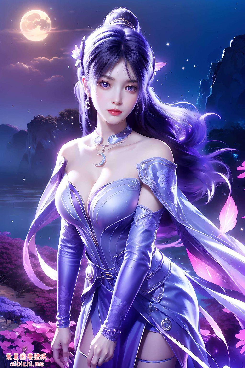 姬紫月高清壁纸如紫色棋盘格般精致迷人
