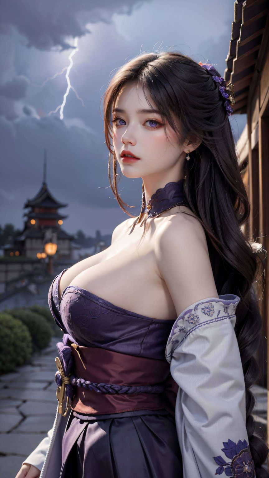 以雷电将军的和服风姿绘制成1080p的动态壁纸