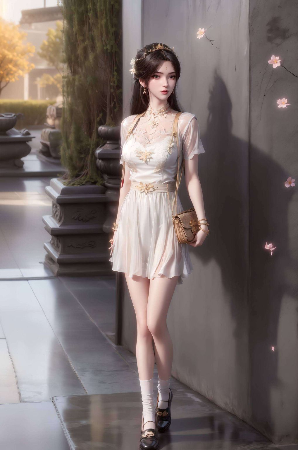 AI绘画人物与背景参考图：活力电脑国漫美女李慕婉独特的风格