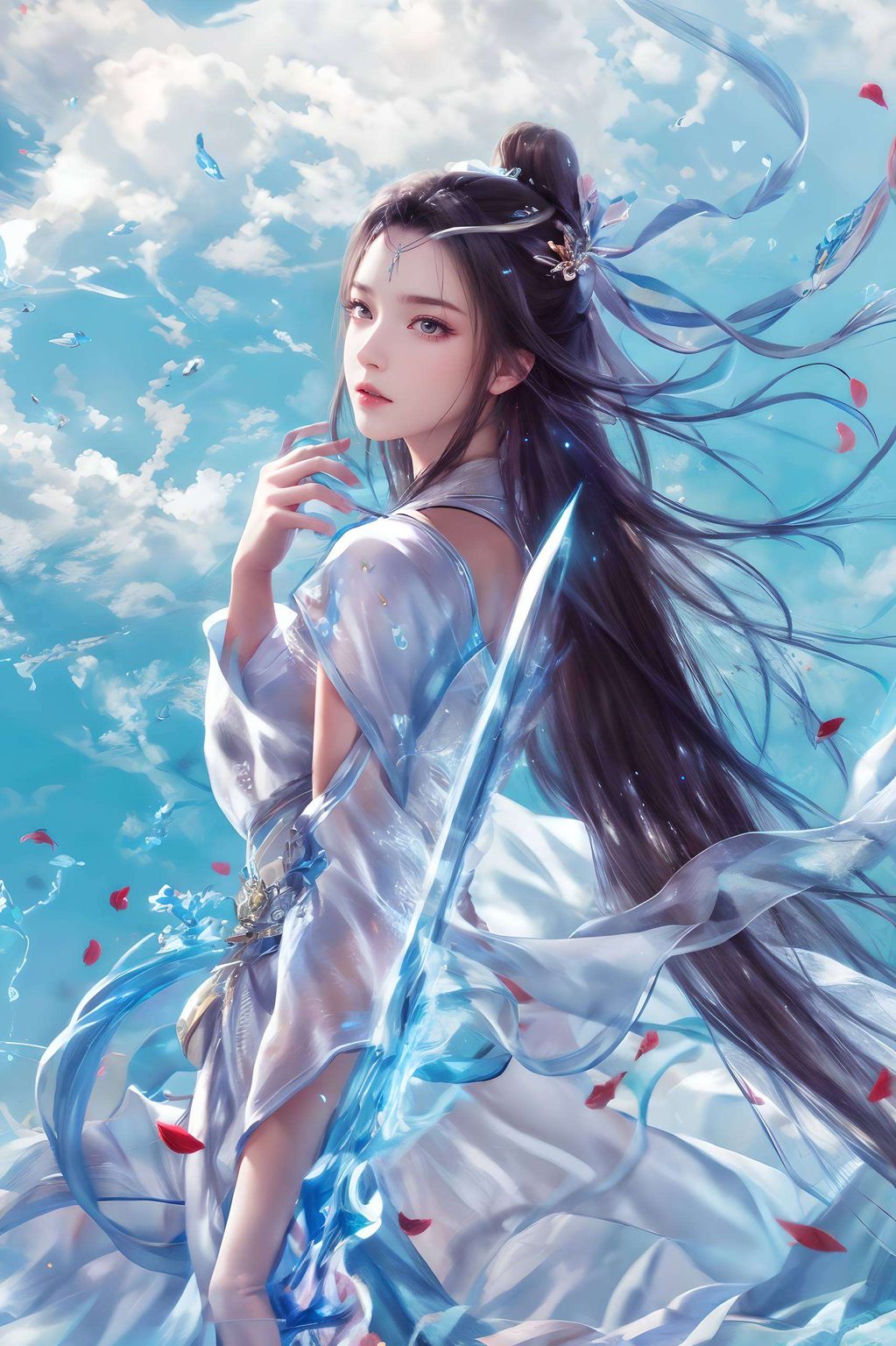 这款AI绘画人物微笑素材桌布让你沉浸在这份美好的氛围中