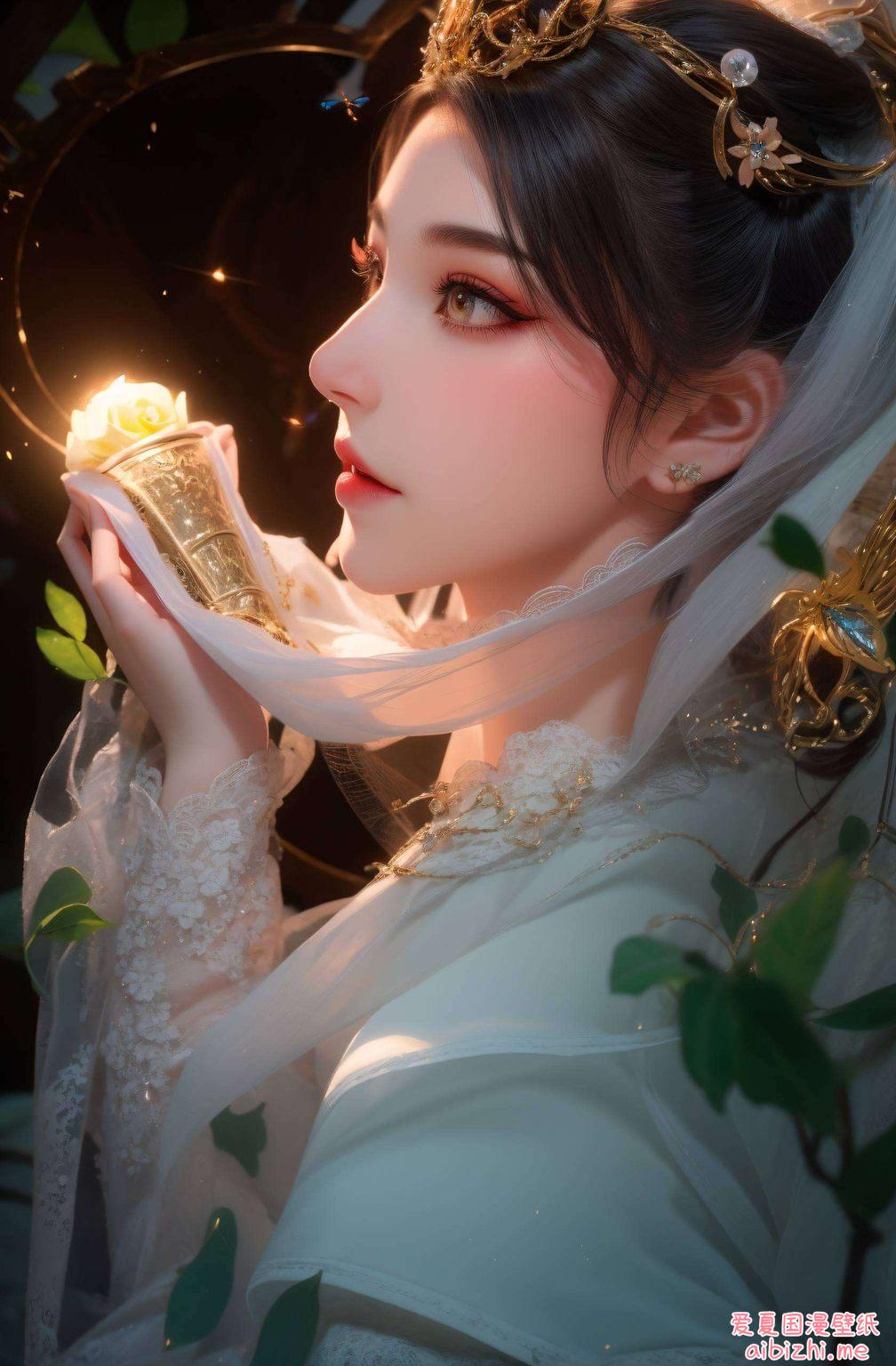 国漫美女的婉约笑容与东方元素的精妙融合绘制出一幅令人陶醉的电脑背景图片