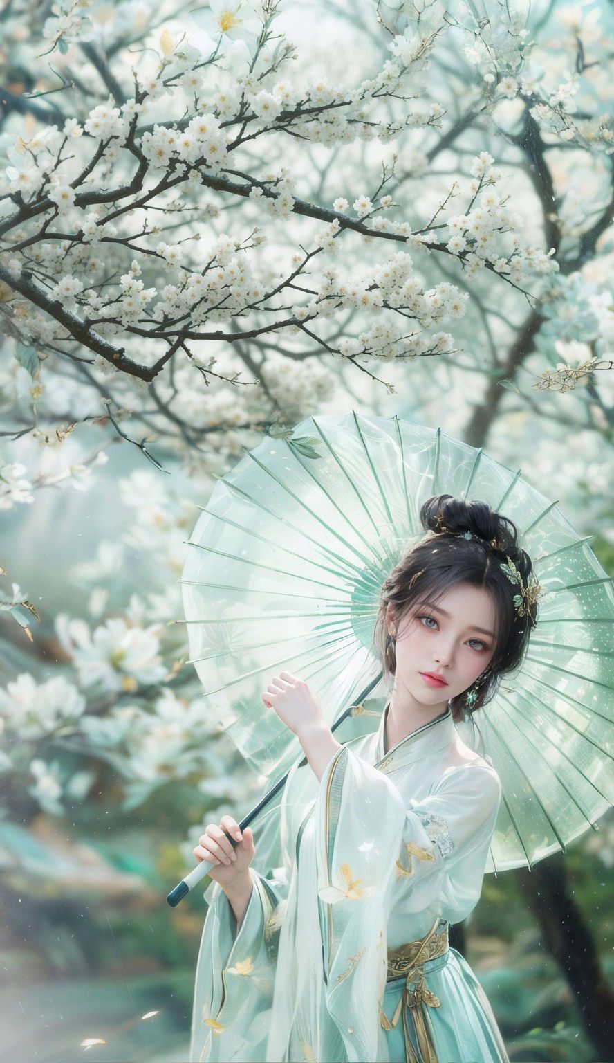 这款绿色超好看的2560p壁纸完美展现了她优雅的身姿与神秘气质