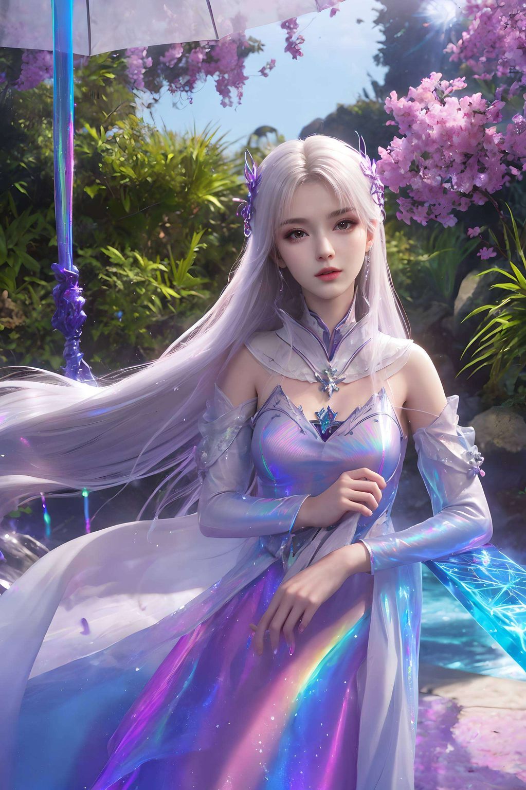 绚烂的光影在她的身后交织2560p的高清画质