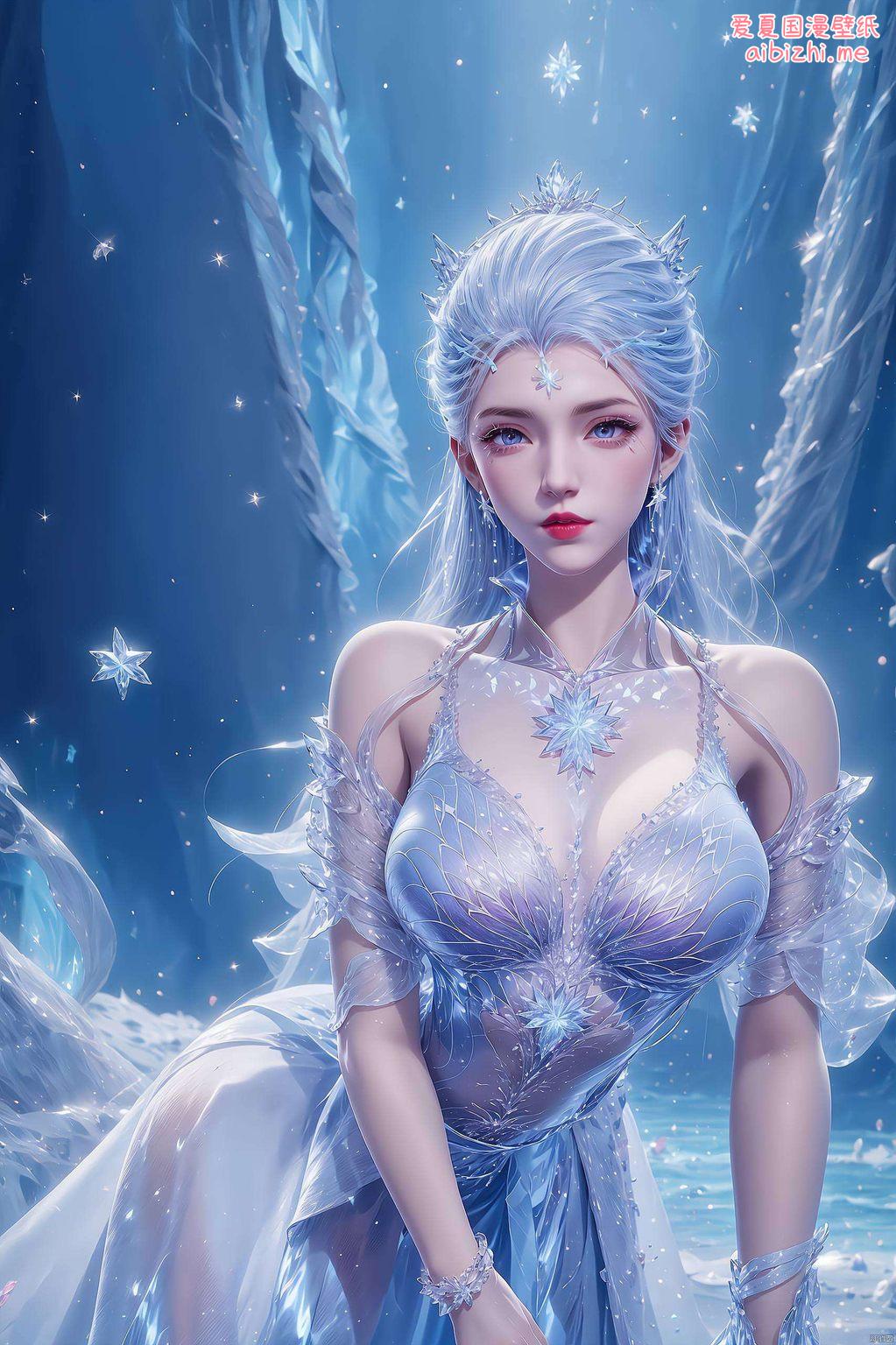 以绝世唐门中的雪女图片为灵感这款AI国漫美女渐变PC艺术壁纸