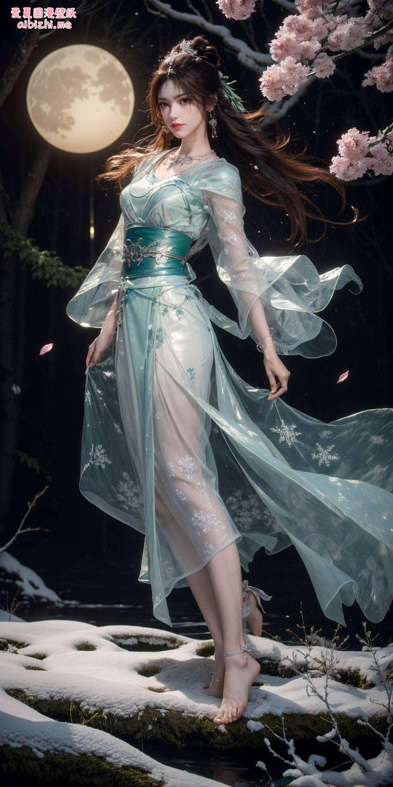 细腻的花卉元素与她的仙气相映成趣是桌面上的国漫风情画