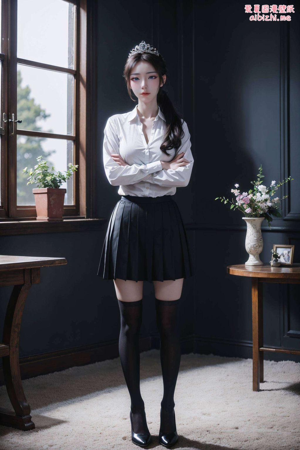 邂逅AI美女的细腻风情养眼壁纸柔和2560p
