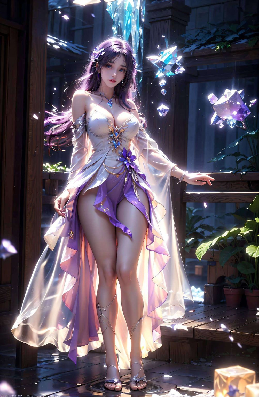 宛如一幅国漫美女的绝美画卷她的倩影映在高清竖屏壁纸上
